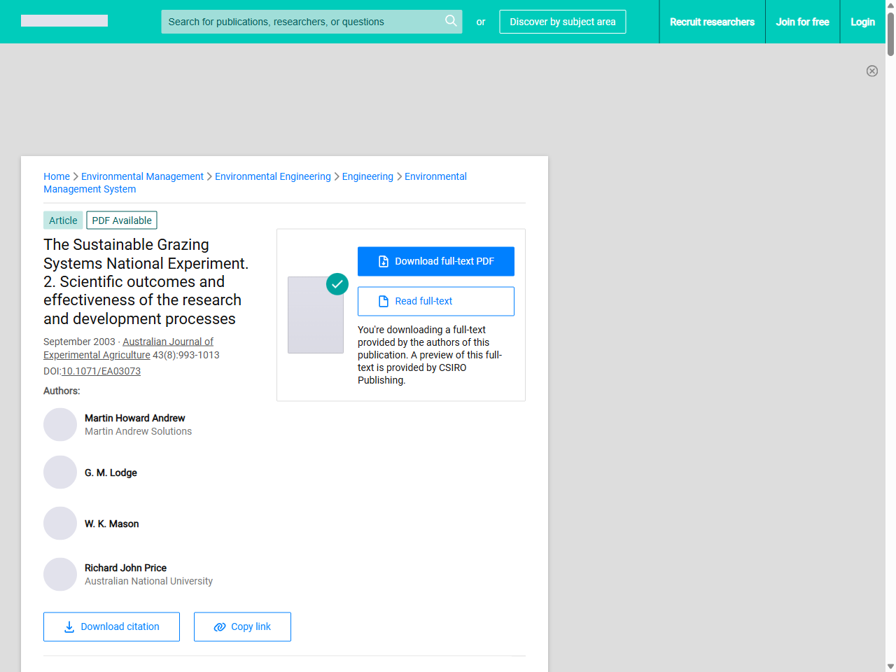 Preview of The Sustainable Grazing Systems National Experiment. 2. Scientific outcomes and effectiveness of the research and development processes - ResearchGate, accessed July 25, 2025