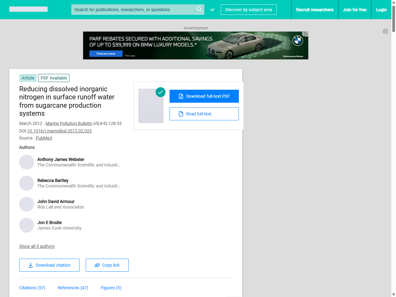 Preview of (PDF) Reducing dissolved inorganic nitrogen in surface runoff water ..., accessed July 18, 2025