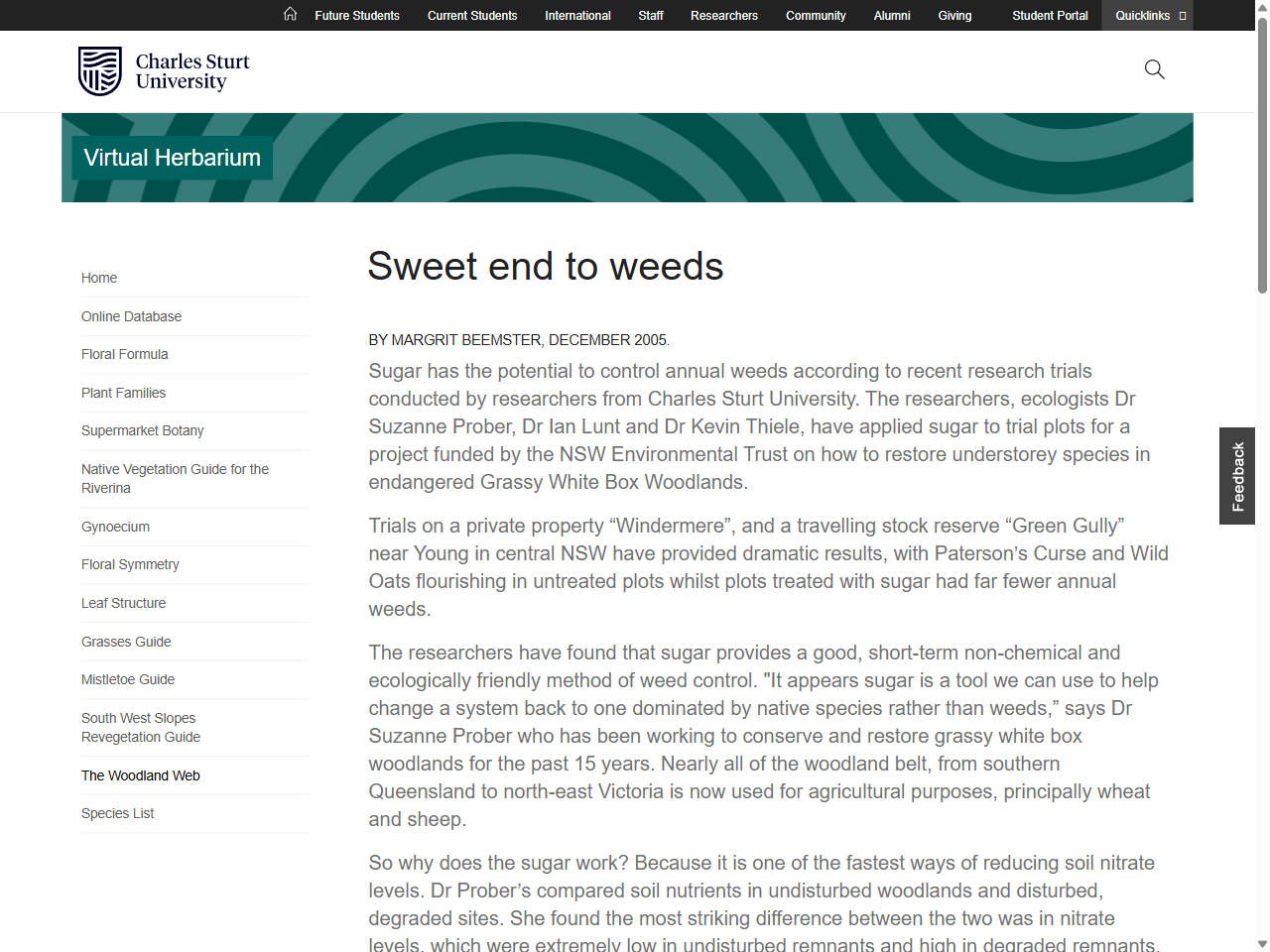 Preview of Sweet end to weeds - Virtual Herbarium - Faculty of Science and Health, accessed August 10, 2025,