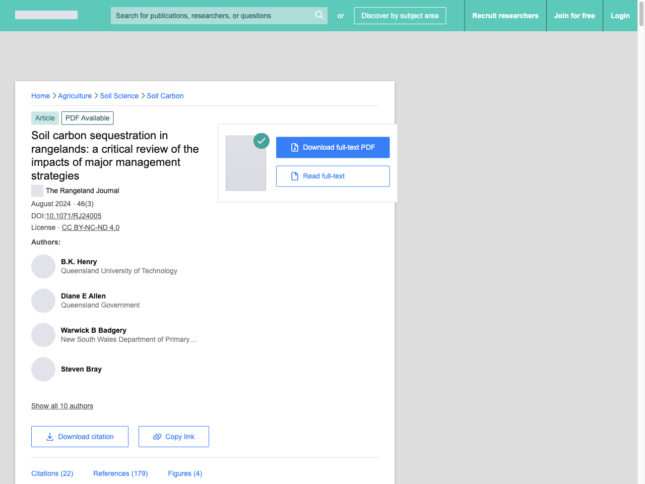 Preview of Soil carbon sequestration in rangelands: A critical review of the impacts of major management strategies - ResearchGate, accessed August 5, 2025, 
