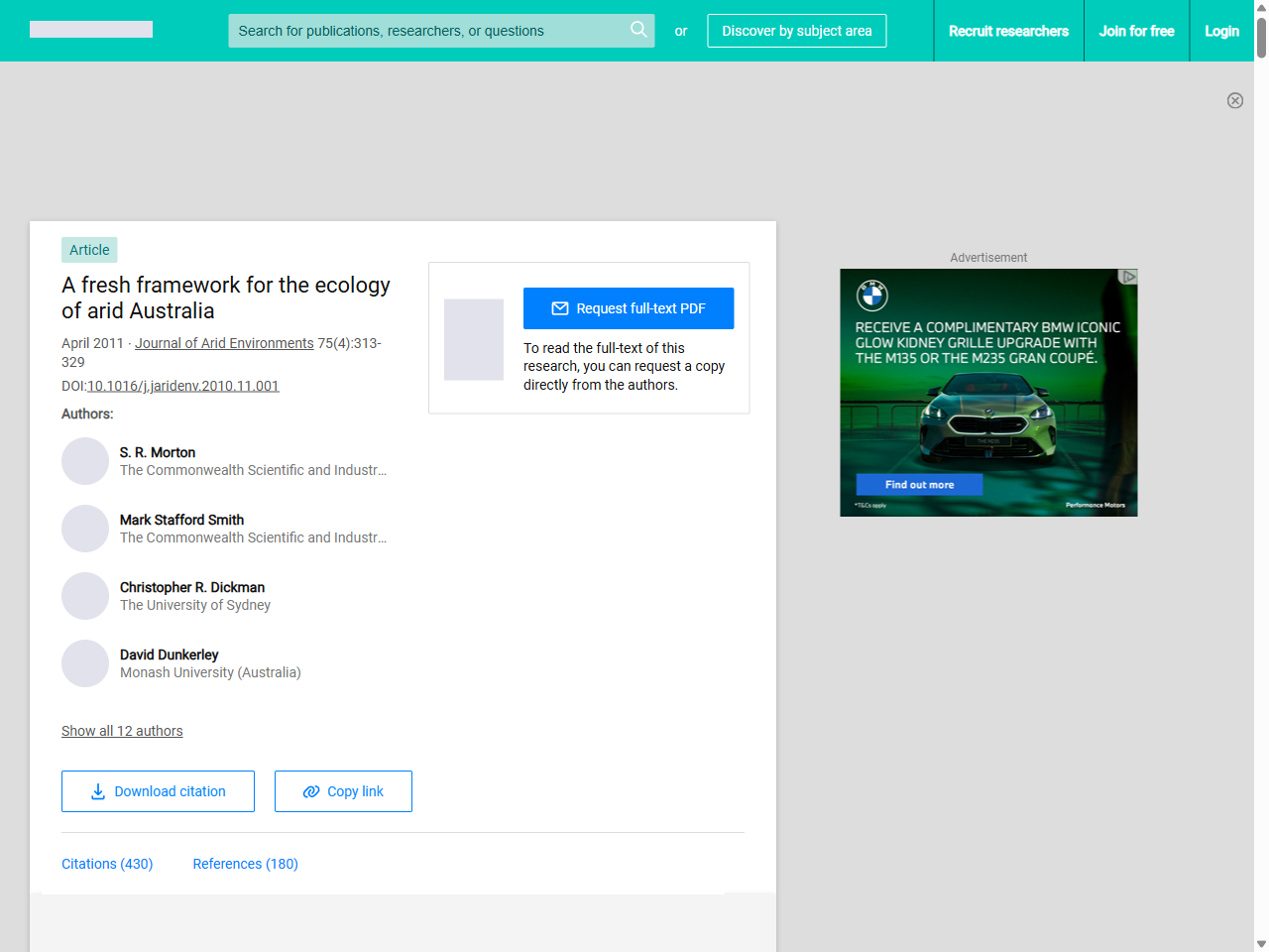 Preview of A fresh framework for the ecology of arid Australia | Request PDF - ResearchGate, accessed August 2, 2025