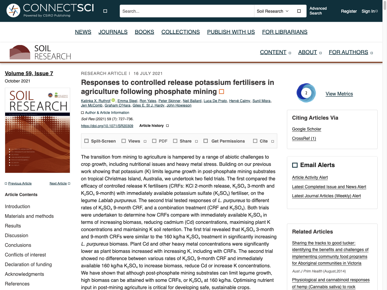 Preview of Responses to controlled release potassium fertilisers in agriculture following phosphate mining - CSIRO PUBLISHING | Soil Research, accessed July 30, 2025,