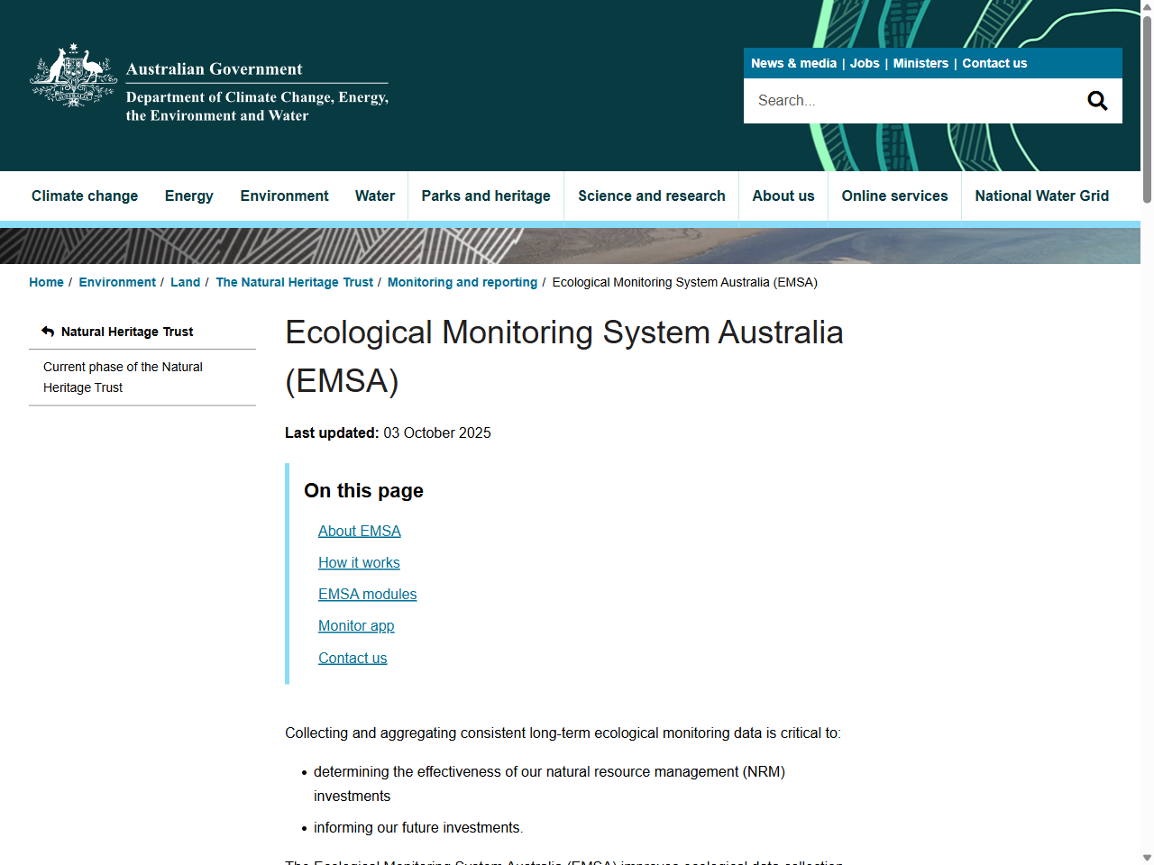 Preview of Ecological Monitoring System Australia (EMSA) - DCCEEW, accessed July 27, 2025