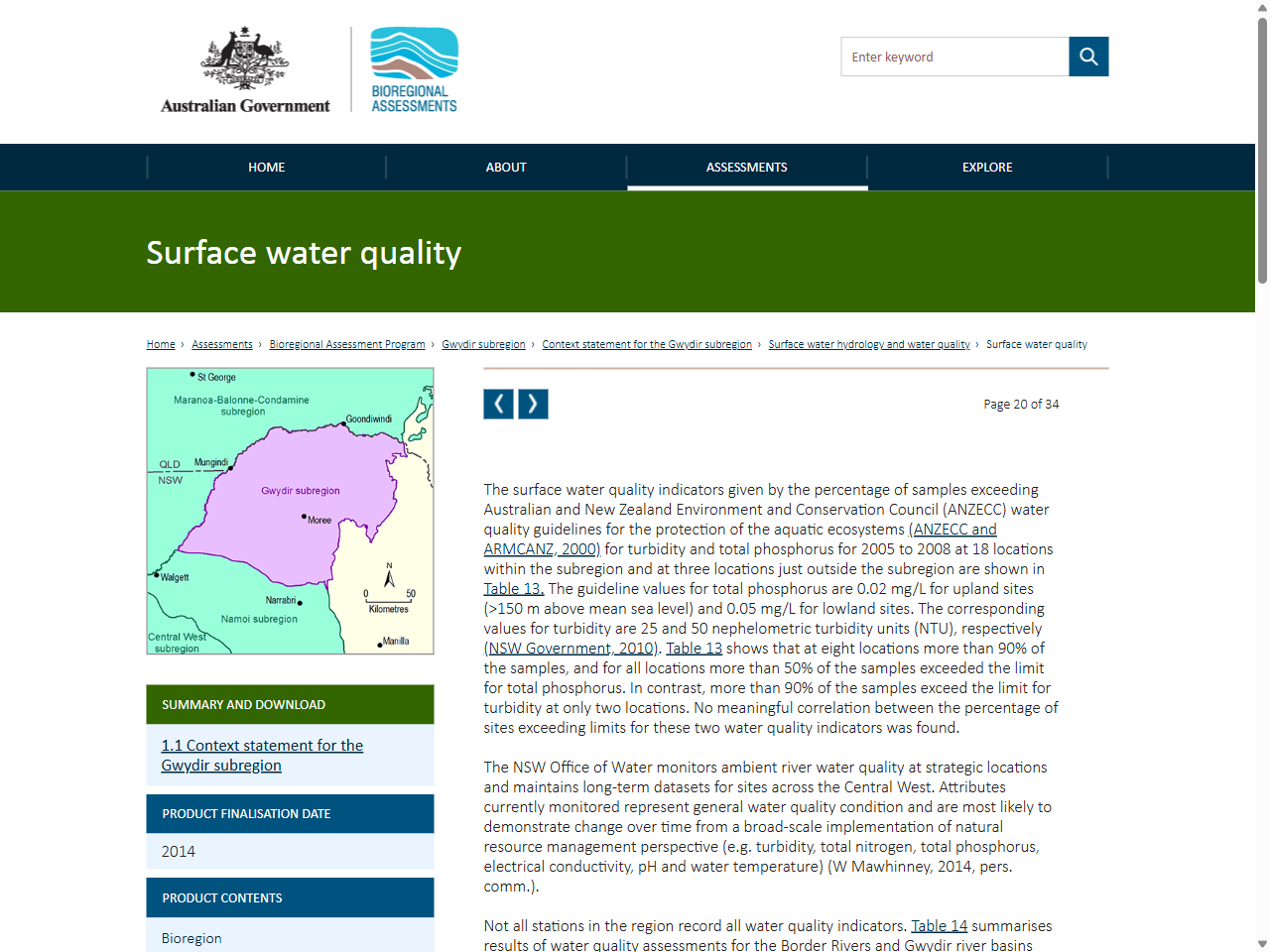 Preview of 1.1.5.2 Surface water quality - Bioregional Assessments |, accessed August 5, 2025, 