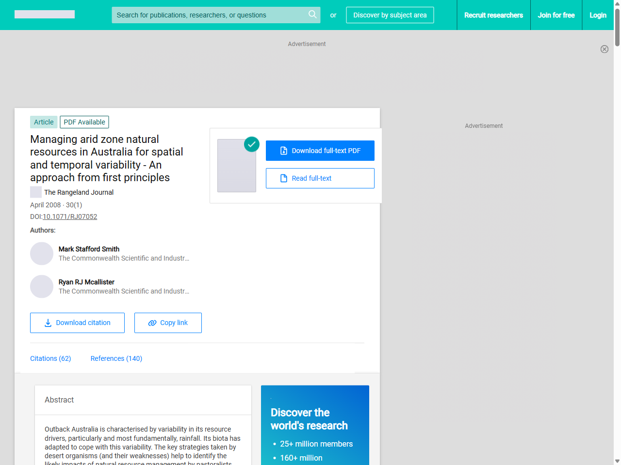 Preview of (PDF) Managing arid zone natural resources in Australia for spatial and temporal variability - An approach from first principles - ResearchGate, accessed July 6, 2025,