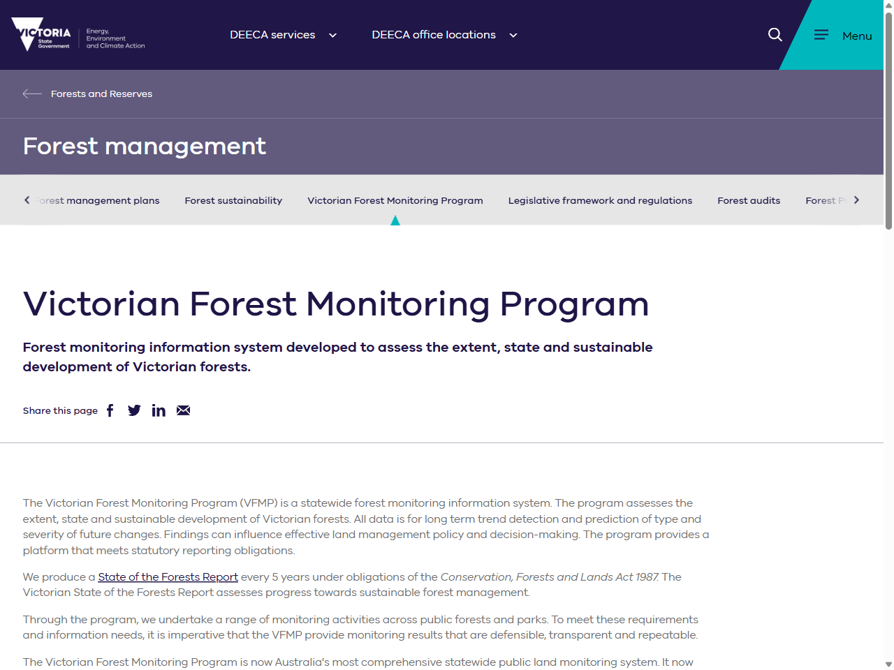 Preview of Victorian Forest Monitoring Program, accessed August 9, 2025