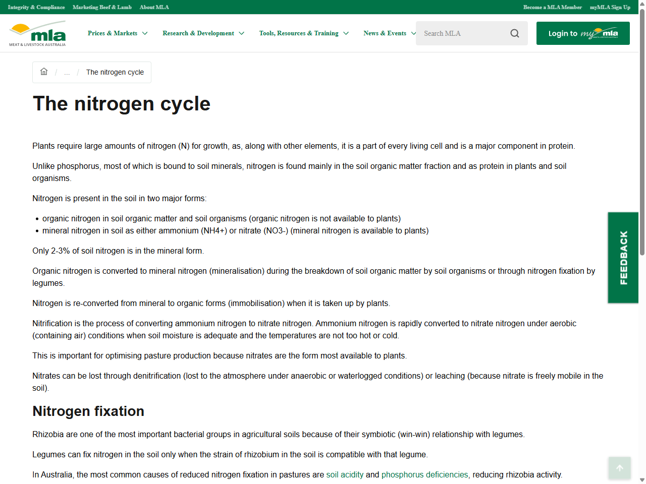 Preview of The nitrogen cycle | .Meat & Livestock Australia - MLA, accessed July 25, 2025