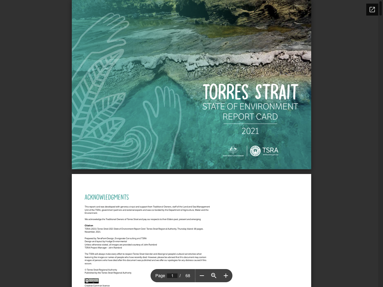 Preview of STATE OF ENVIRONMENT REPORT CARD 2021 - Torres Strait Regional Authority, accessed August 3, 2025, 