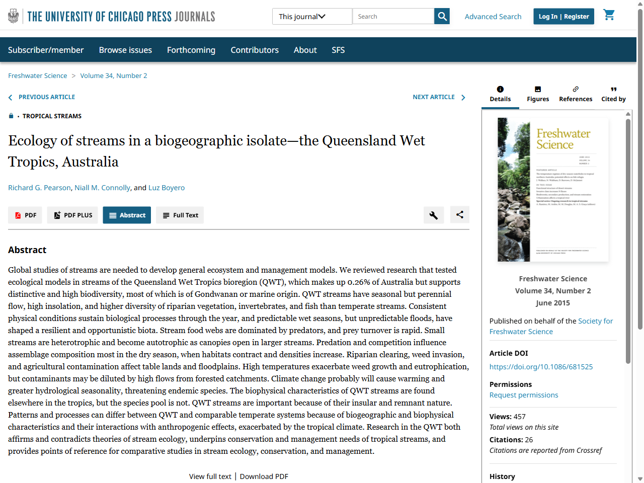 Preview of Ecology of streams in a biogeographic isolate—the Queensland Wet ...