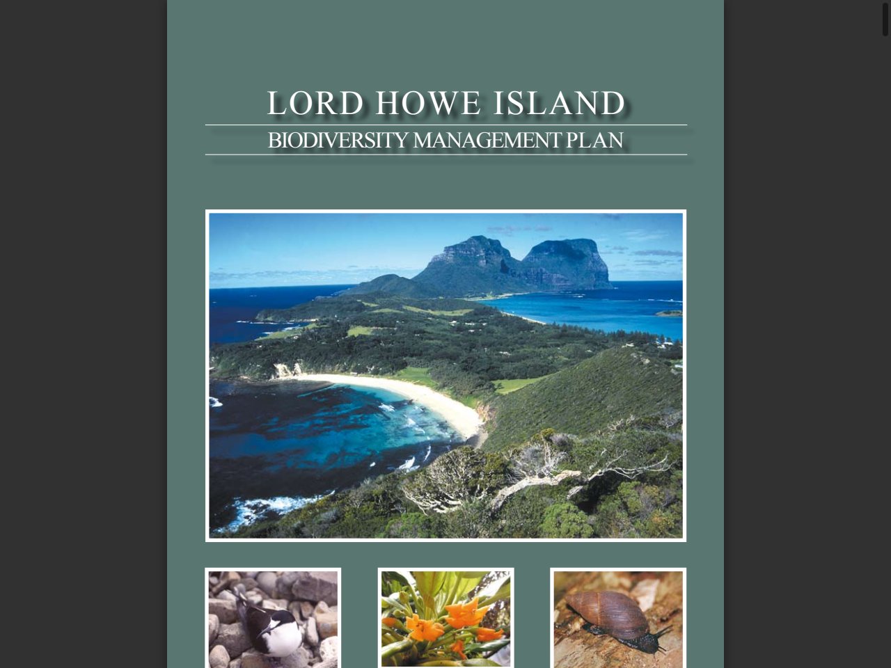 Preview of Lord Howe Island Biodiversity Management Plan, accessed July 30, 2025