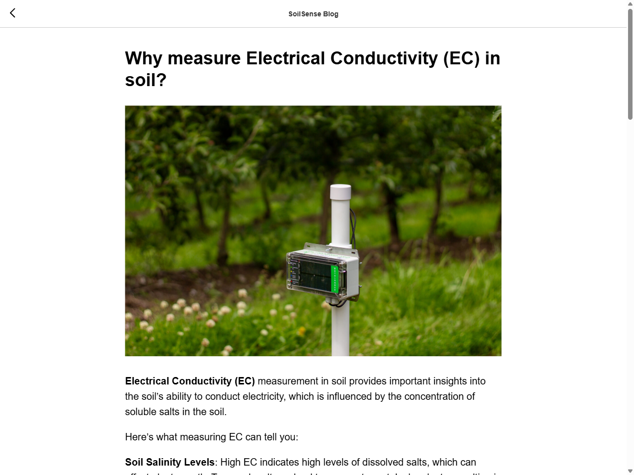Preview of Why measure Electrical Conductivity (EC) in soil? - SoilSense, accessed July 9, 2025,