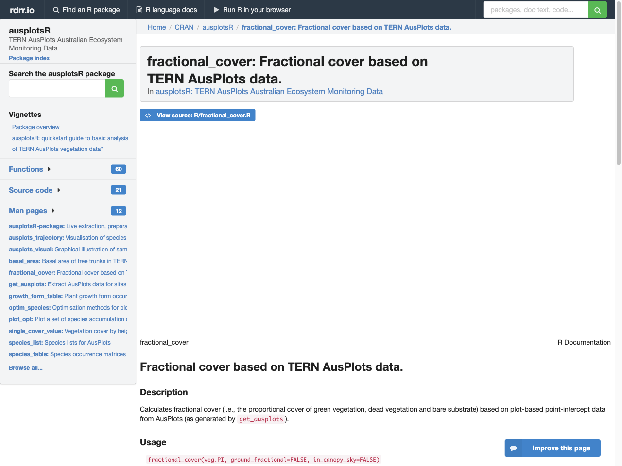 Preview of fractional_cover: Fractional cover based on TERN AusPlots data. in ausplotsR - rdrr.io, accessed July 22, 2025, 