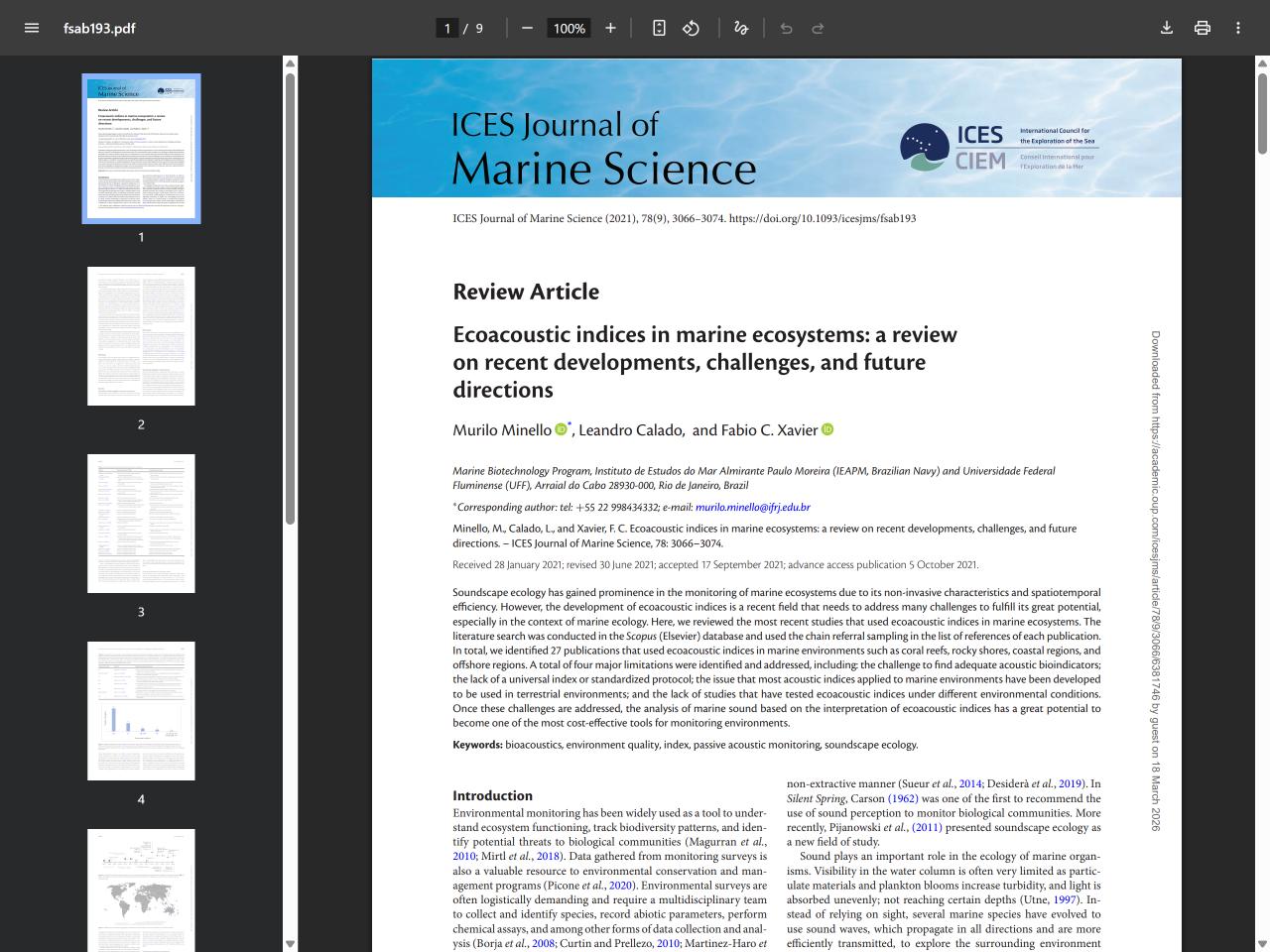 Preview of Ecoacoustic indices in marine ecosystems: a review on recent developments, challenges, and future directions - Oxford Academic, accessed July 20, 2025,