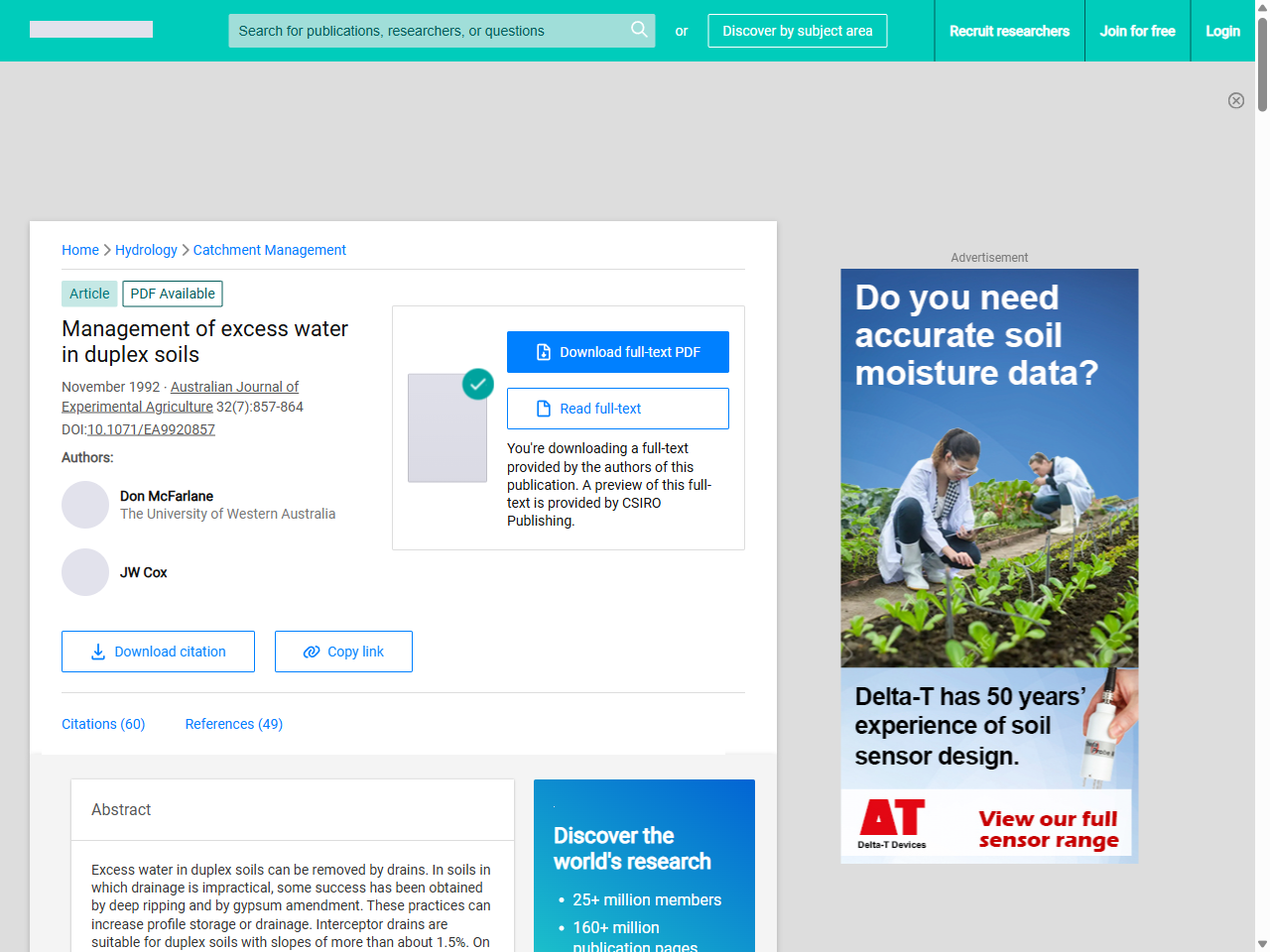 Preview of Management of excess water in duplex soils - ResearchGate