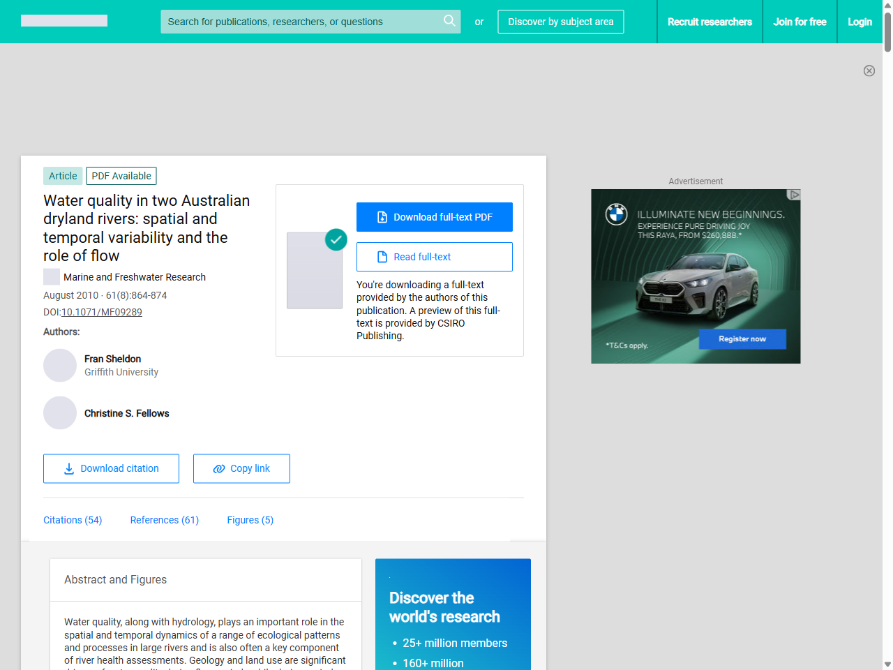 Preview of (PDF) Water quality in two Australian dryland rivers: spatial and temporal variability and the role of flow - ResearchGate, accessed July 30, 2025, 