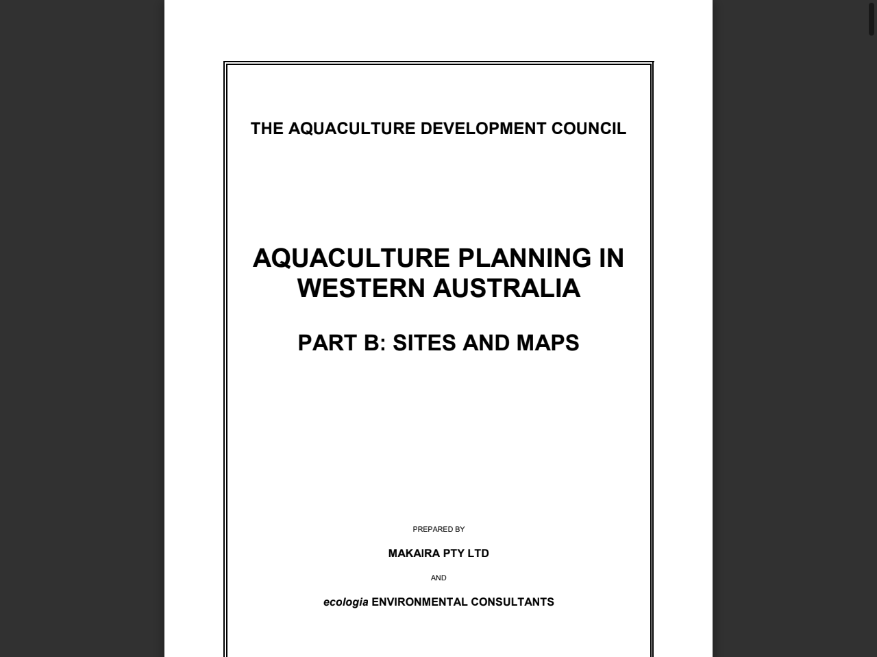 Preview of Aquaculture Planning in Western Australia - Part B Sites and Maps - DBCA Library, accessed July 13, 2025,