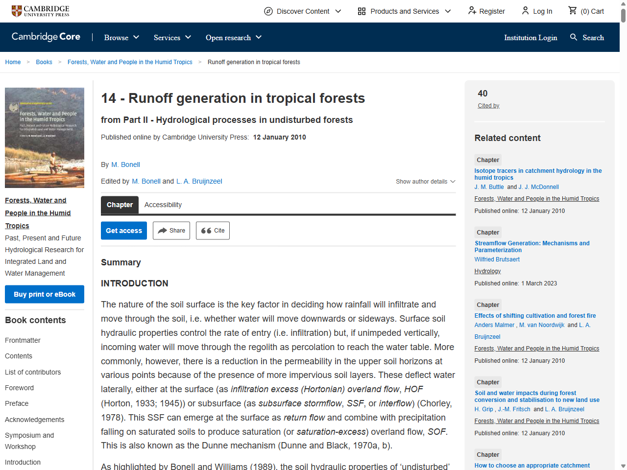 Preview of Runoff generation in tropical forests (Chapter 14) - Forests, Water and People in the Humid Tropics - Cambridge University Press