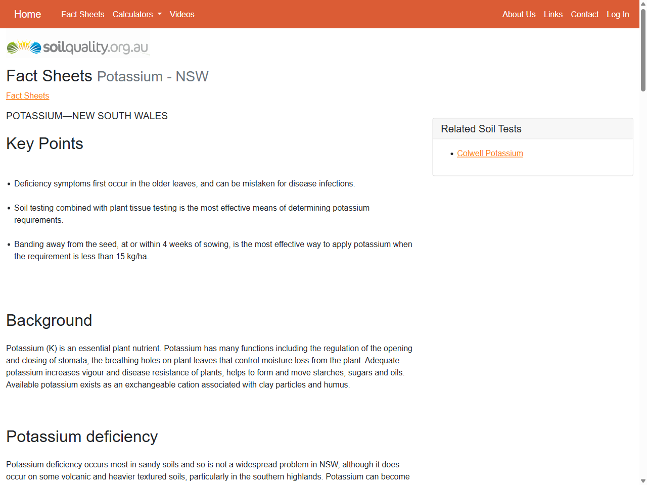 Preview of Potassium | Fact Sheets | soilquality.org.au