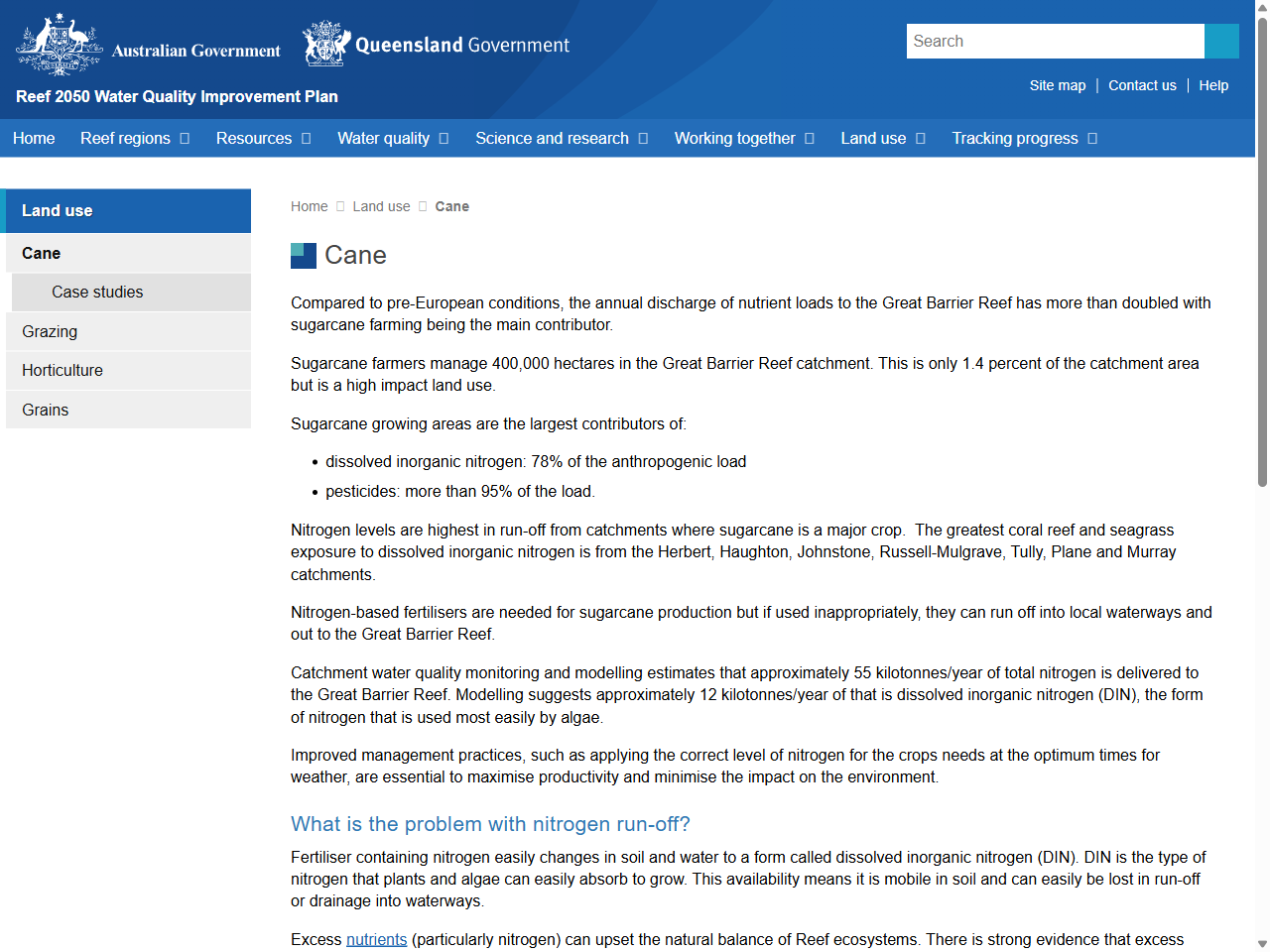 Preview of Cane - Reef 2050 Water Quality Improvement Plan, accessed July 18, 2025