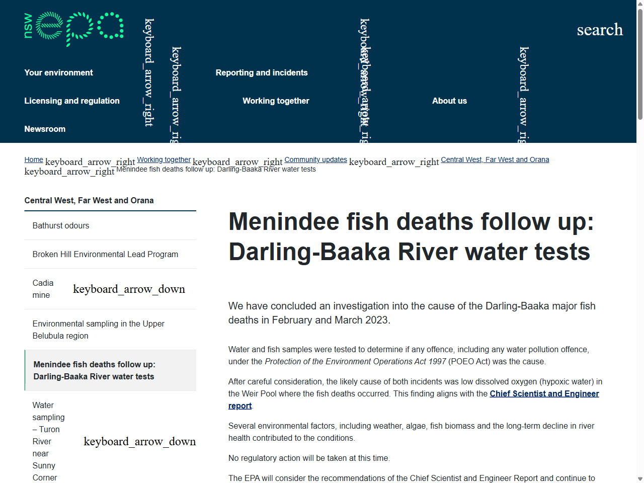 Preview of Menindee fish deaths follow up: Darling-Baaka River water tests | EPA, accessed July 21, 2025, 