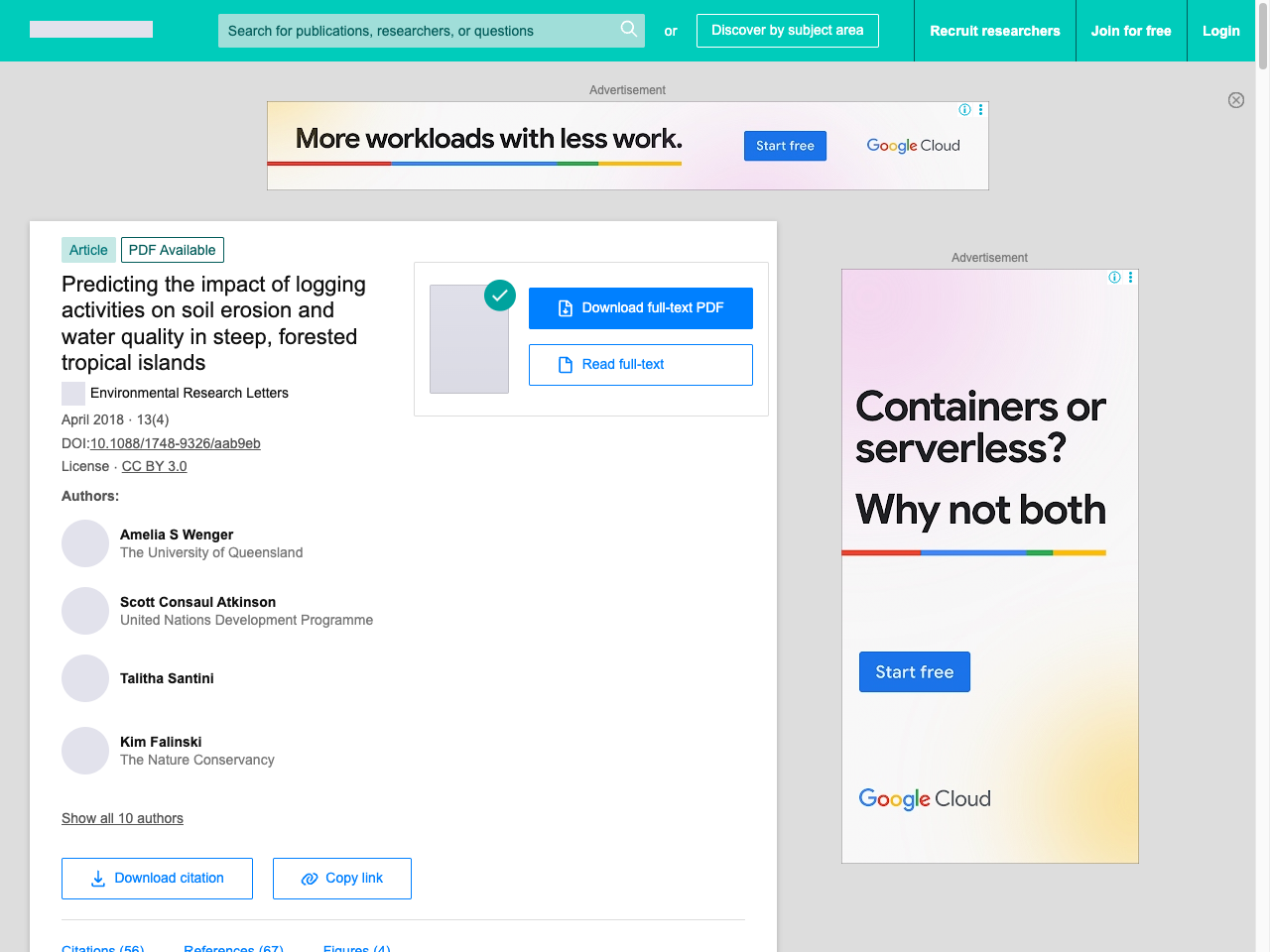 Preview of Predicting the impact of logging activities on soil erosion and water quality in steep, forested tropical islands - ResearchGate, accessed August 3, 2025, 