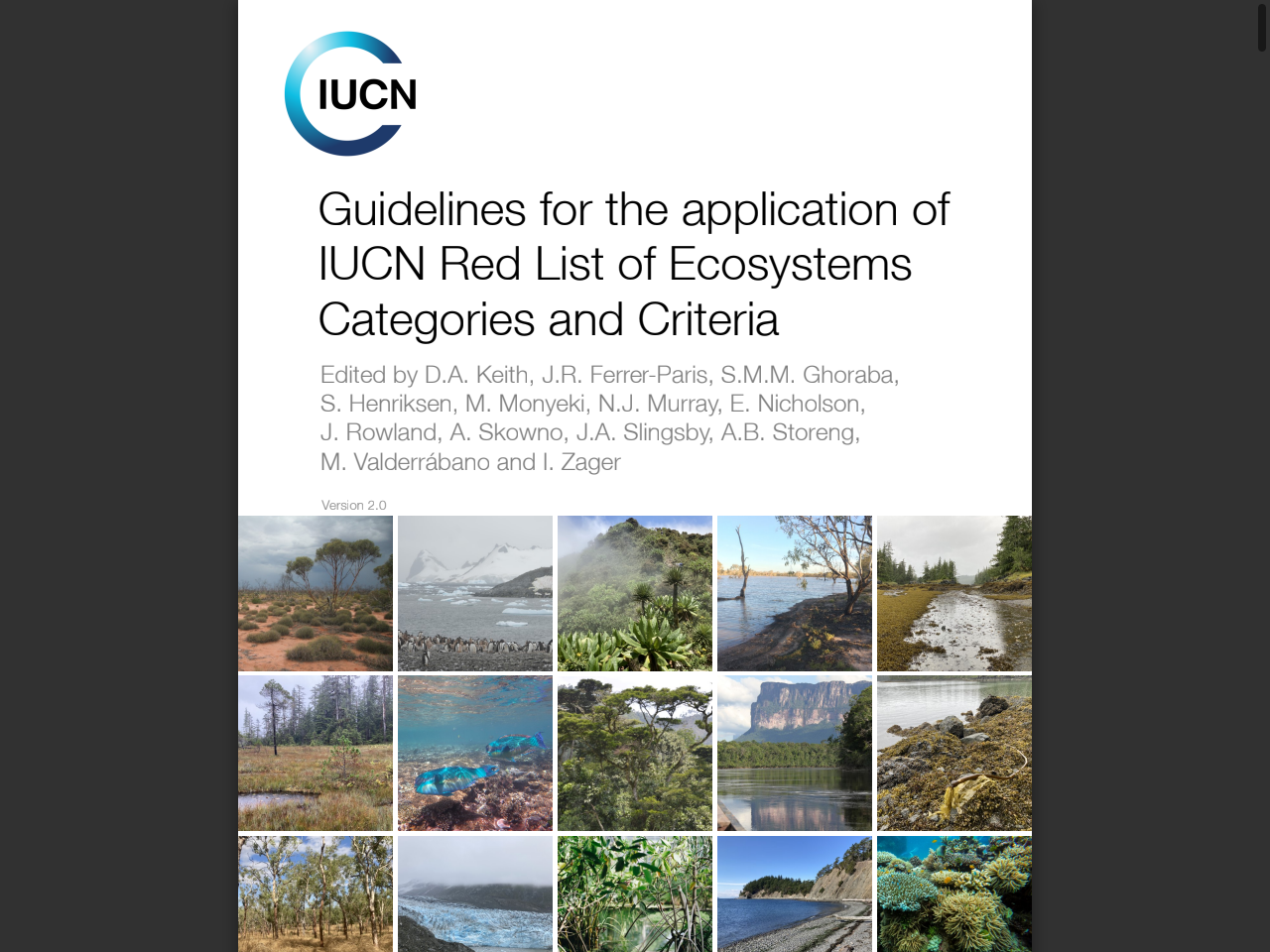 Preview of Guidelines for the application of IUCN Red List of Ecosystems Categories and Criteria