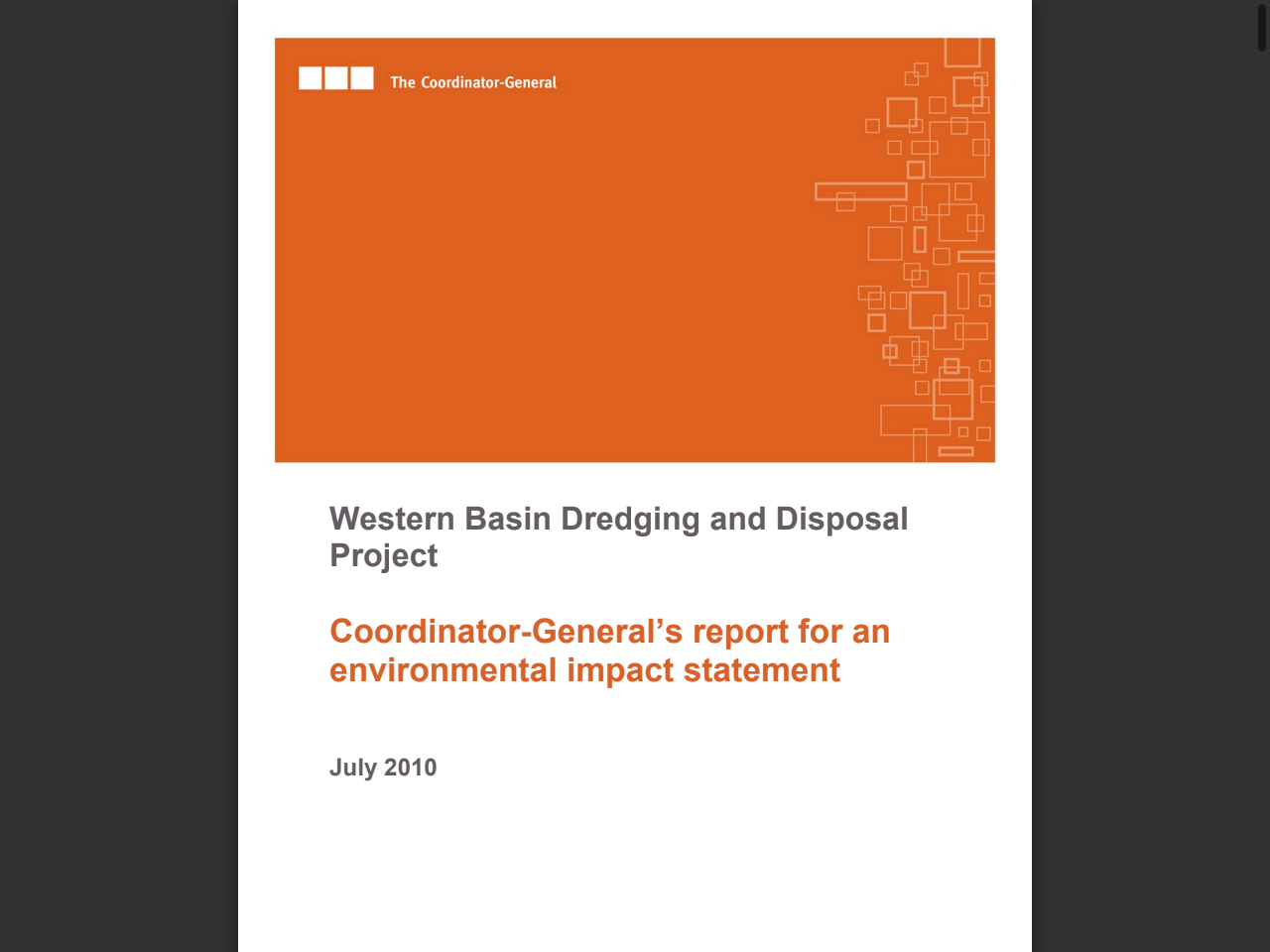 Preview of Environmental Impact Statement Addendum Western Basin Dredging and Disposal Project - State Development, Infrastructure, Local Government and Planning