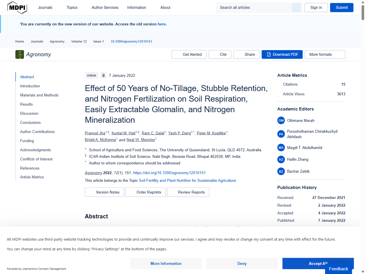 Preview of Effect of 50 Years of No-Tillage, Stubble Retention, and Nitrogen Fertilization on Soil Respiration, Easily Extractable Glomalin, and Nitrogen Mineralization - MDPI