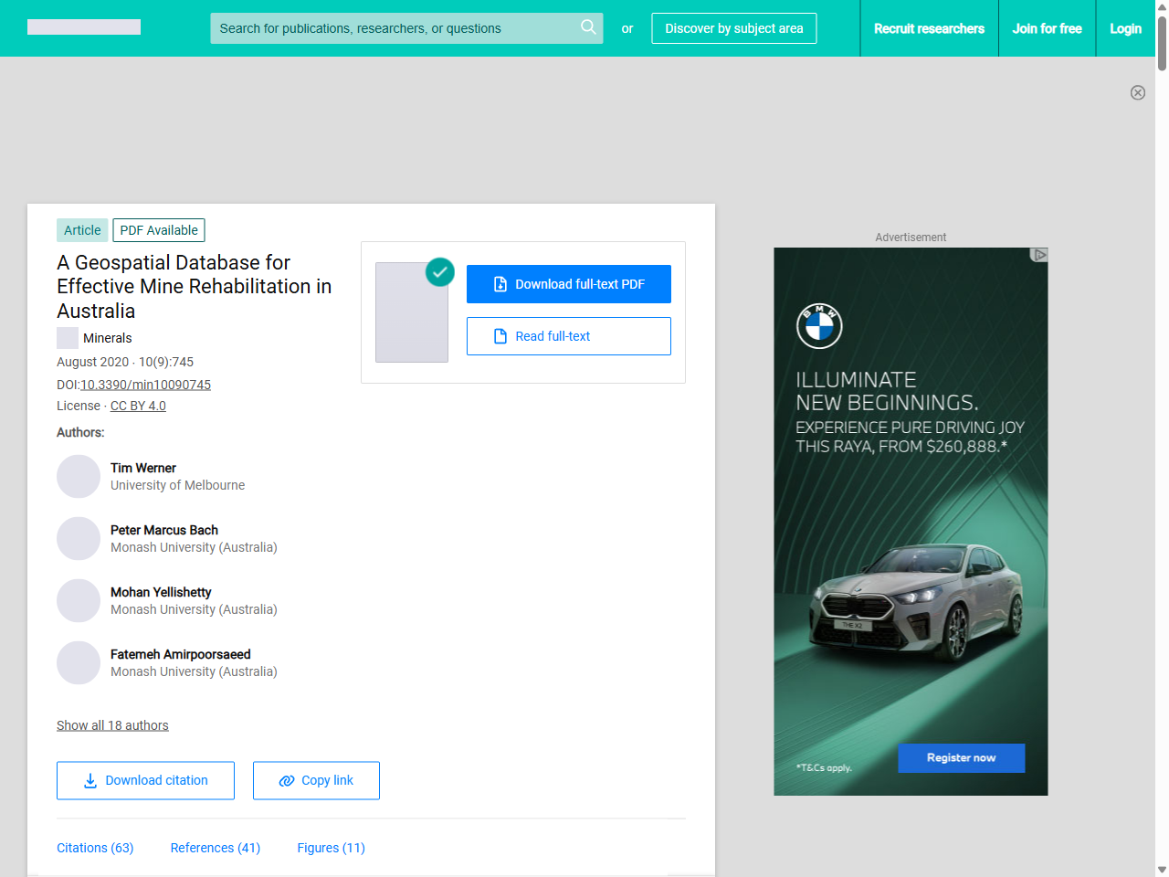 Preview of (PDF) A Geospatial Database for Effective Mine Rehabilitation in Australia - ResearchGate, accessed July 16, 2025,
