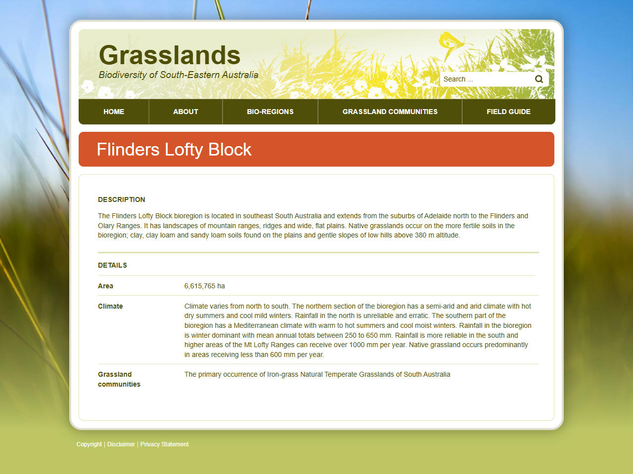 Preview of Flinders Lofty Block - Grasslands