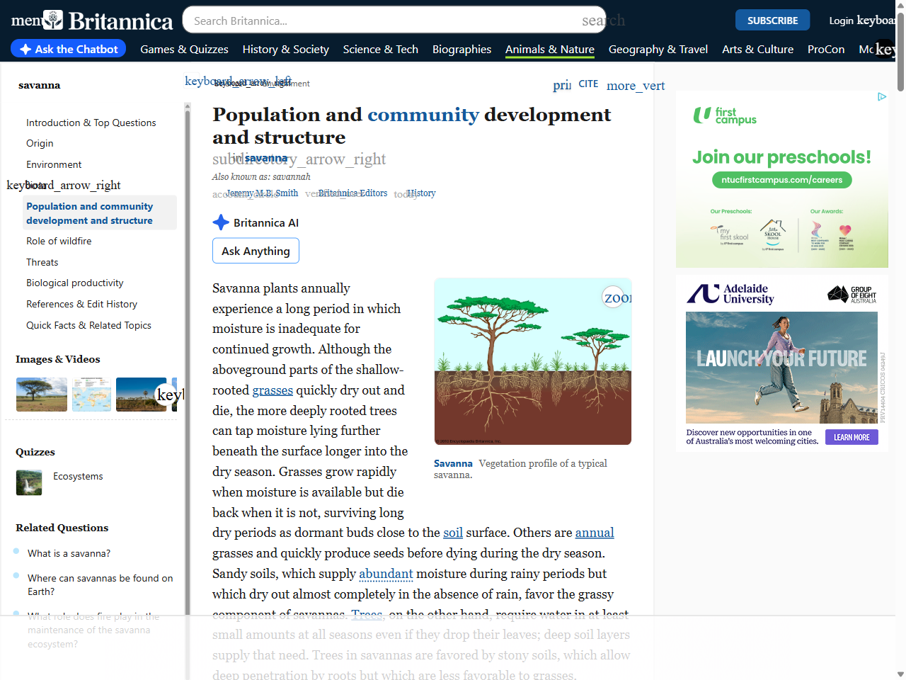 Preview of Savanna - Flora, Fauna, Ecology | Britannica, accessed July 23, 2025, 