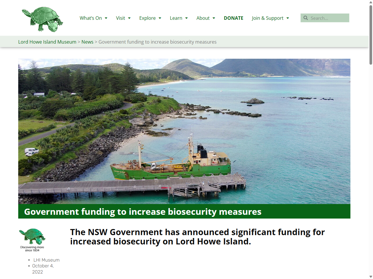 Preview of Government funding to increase biosecurity measures - Lord Howe Island Museum, accessed August 2, 2025,