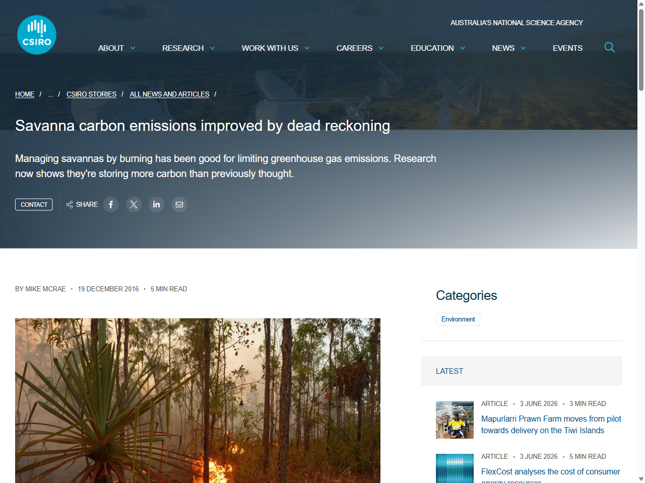 Preview of Savanna carbon emissions improved by dead reckoning - CSIRO, accessed July 23, 2025