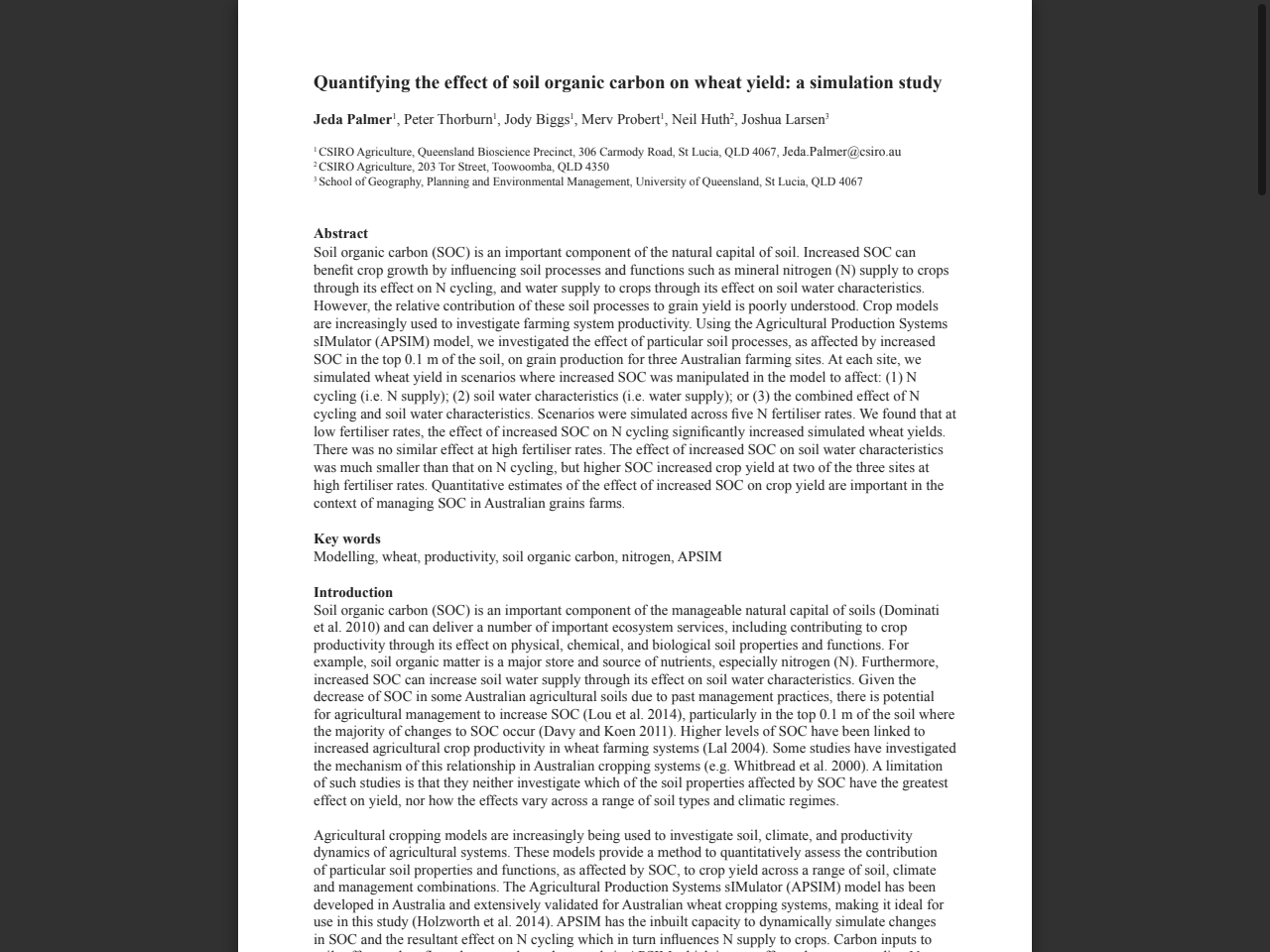 Preview of Quantifying the effect of soil organic carbon on wheat yield: a simulation study - Agronomy Australia Proceedings, accessed July 6, 2025, 