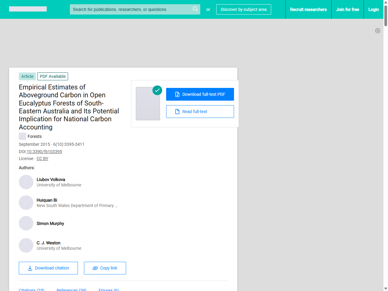 Preview of (PDF) Empirical Estimates of Aboveground Carbon in Open Eucalyptus Forests of South-Eastern Australia and Its Potential Implication for National Carbon Accounting - ResearchGate, accessed March 28, 2026,