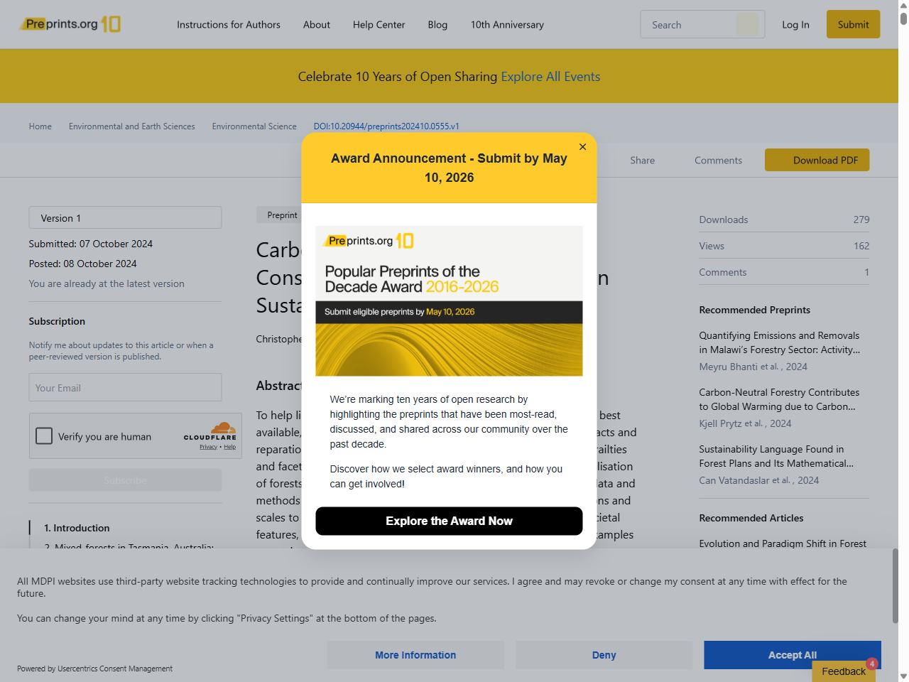 Preview of Carbon, Corporate Forestry and Conservation: Struggles for Science in Sustainability and Benchmarks - Preprints.org