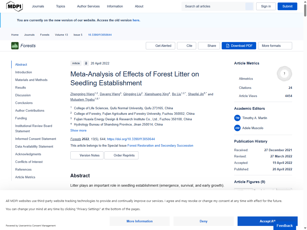 Preview of Effects of leaf litter depth on the emergence and seedling growth of deciduous forest tree species in relation to seed size1 - Truman P. Young