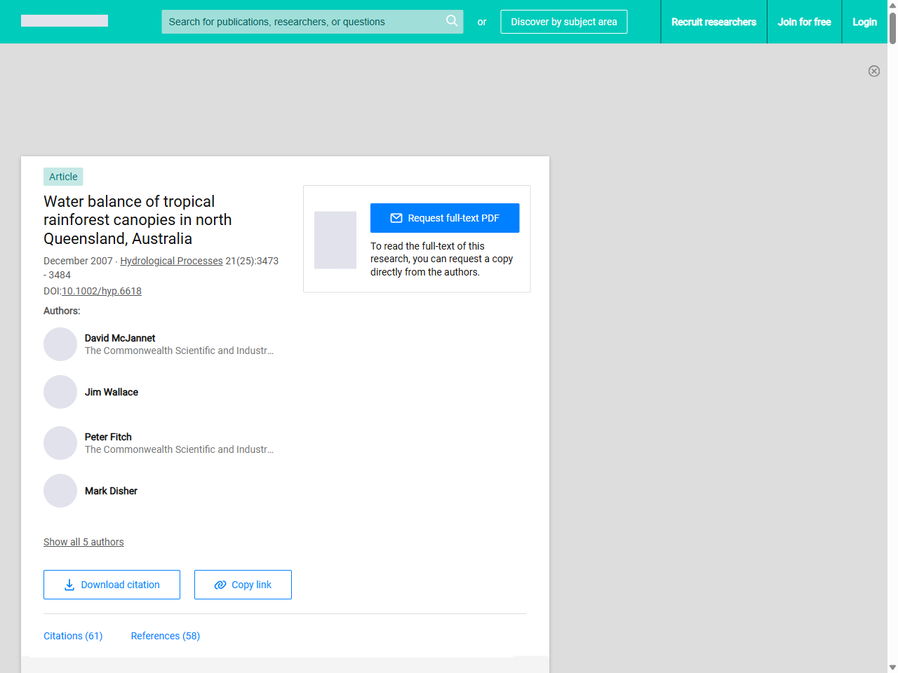 Preview of Water balance of tropical rainforest canopies in north Queensland, Australia - ResearchGate, accessed July 22, 2025,