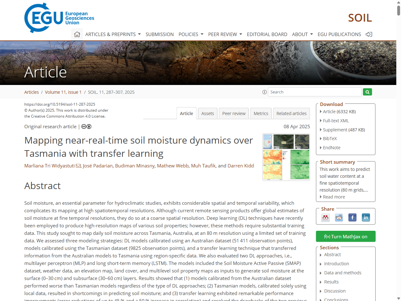 Preview of Mapping near-real-time soil moisture dynamics over Tasmania with transfer learning