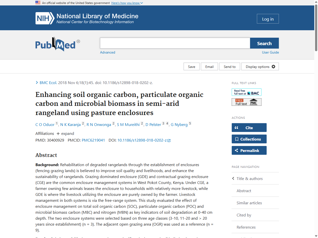 Preview of Enhancing soil organic carbon, particulate organic carbon and microbial biomass in semi-arid rangeland using pasture enclosures