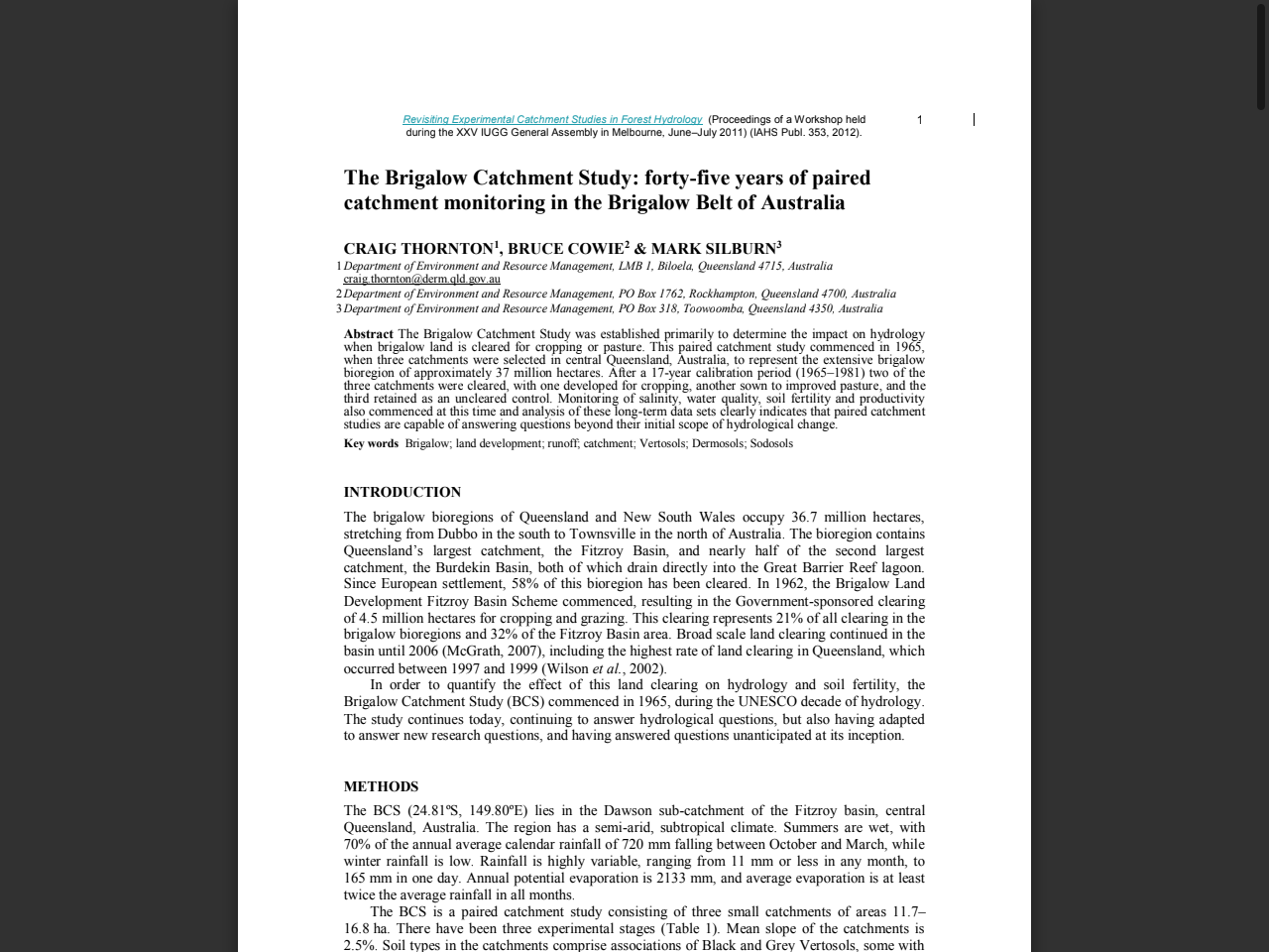 Preview of forty-five years of paired catchment monitoring in the Brigalow Belt of Australia