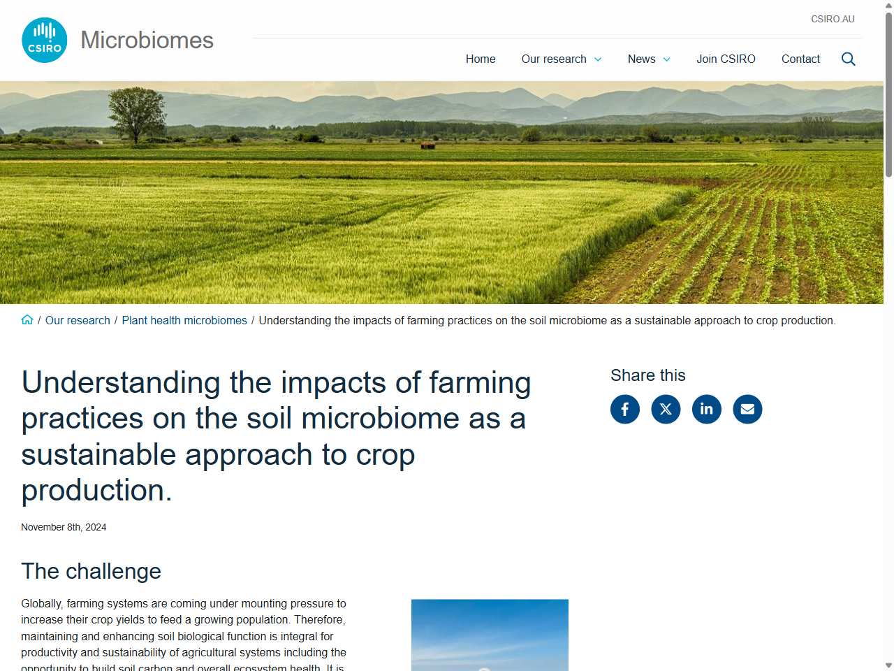 Preview of Understanding the impacts of farming practices on the soil microbiome as a sustainable approach to crop production. - CSIRO Research, accessed July 9, 2025