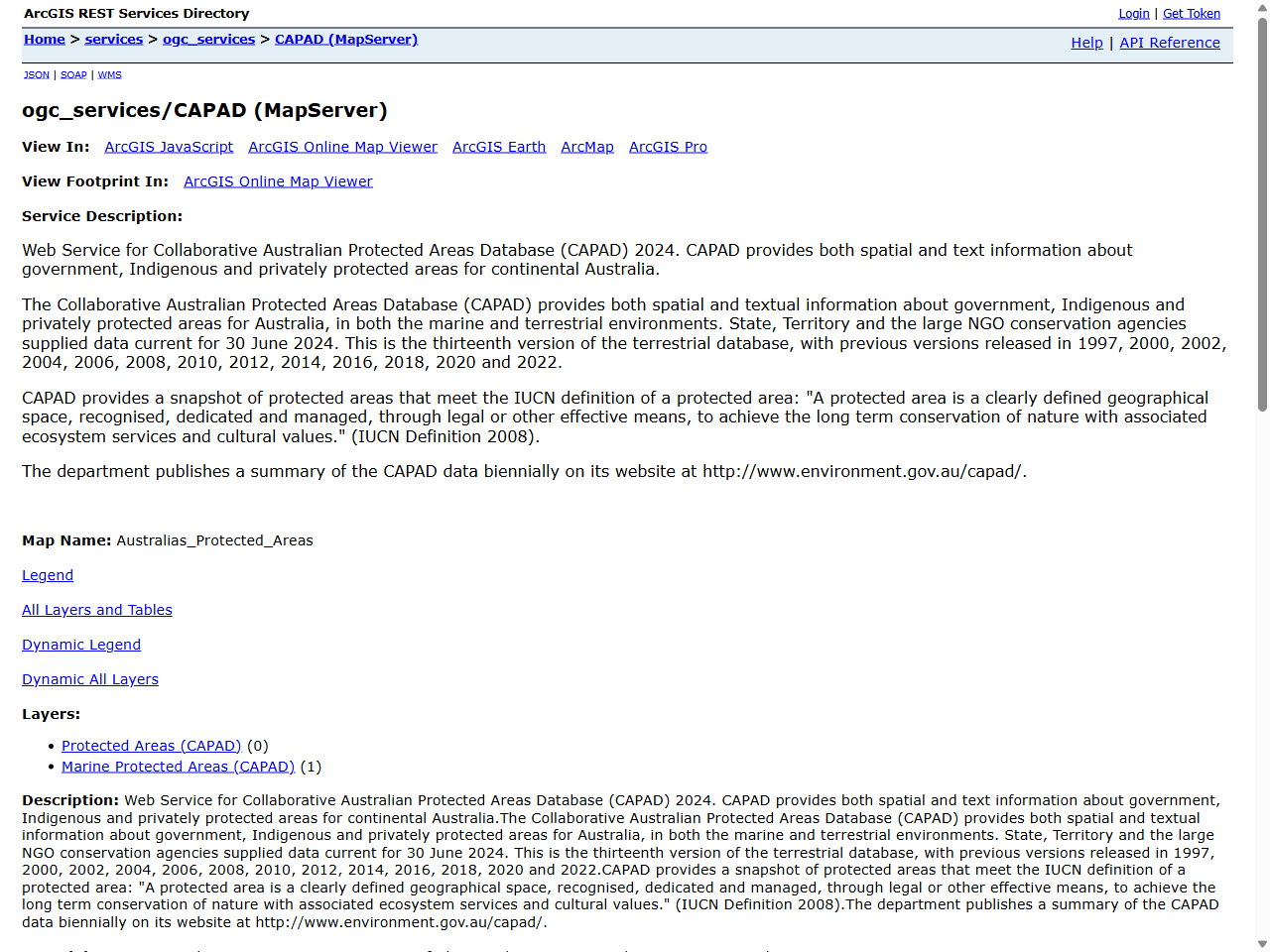 Preview of ogc_services/CAPAD (MapServer), accessed July 16, 2025,