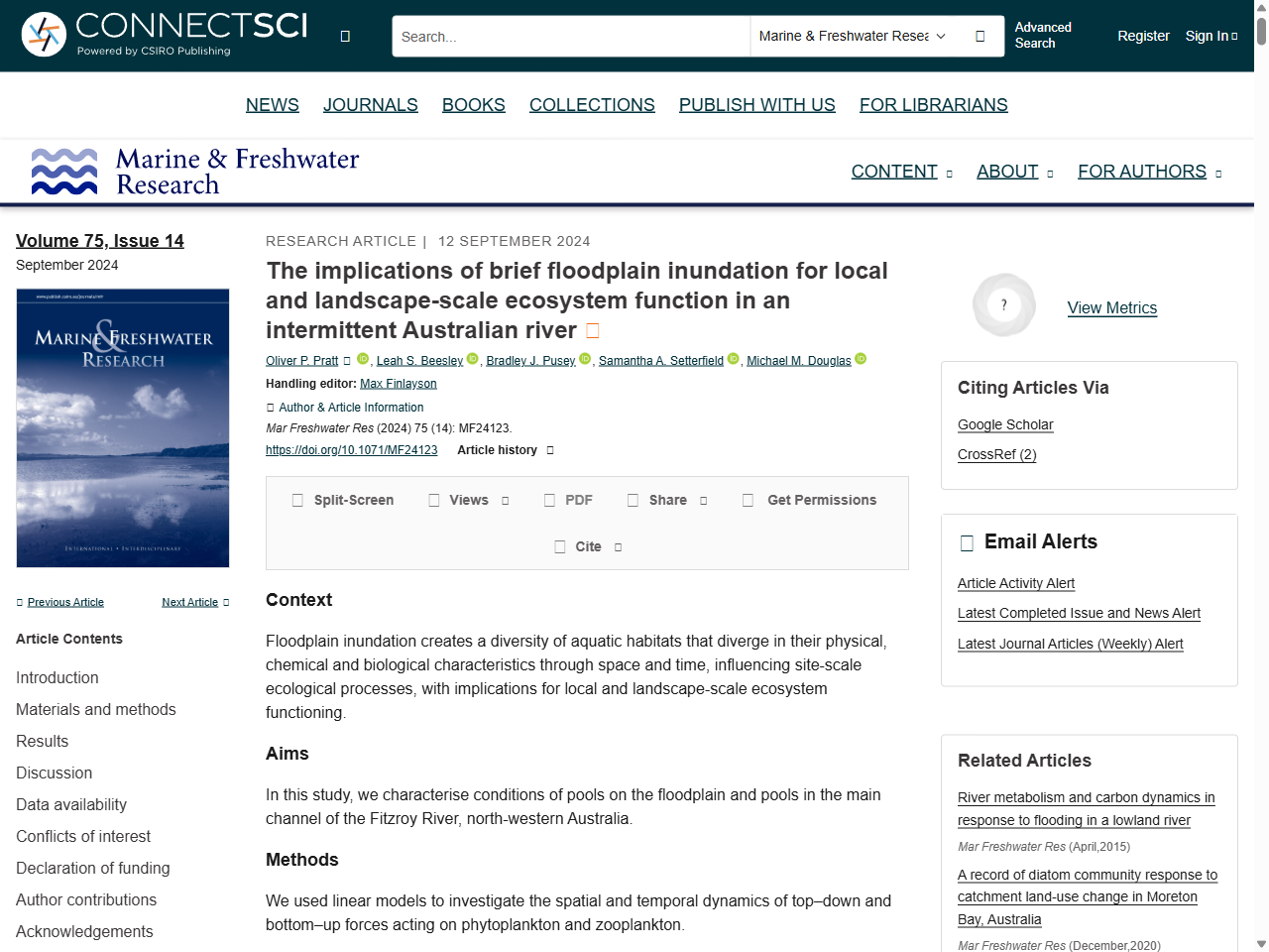 Preview of The implications of brief floodplain inundation ... - CSIRO Publishing, accessed July 20, 2025