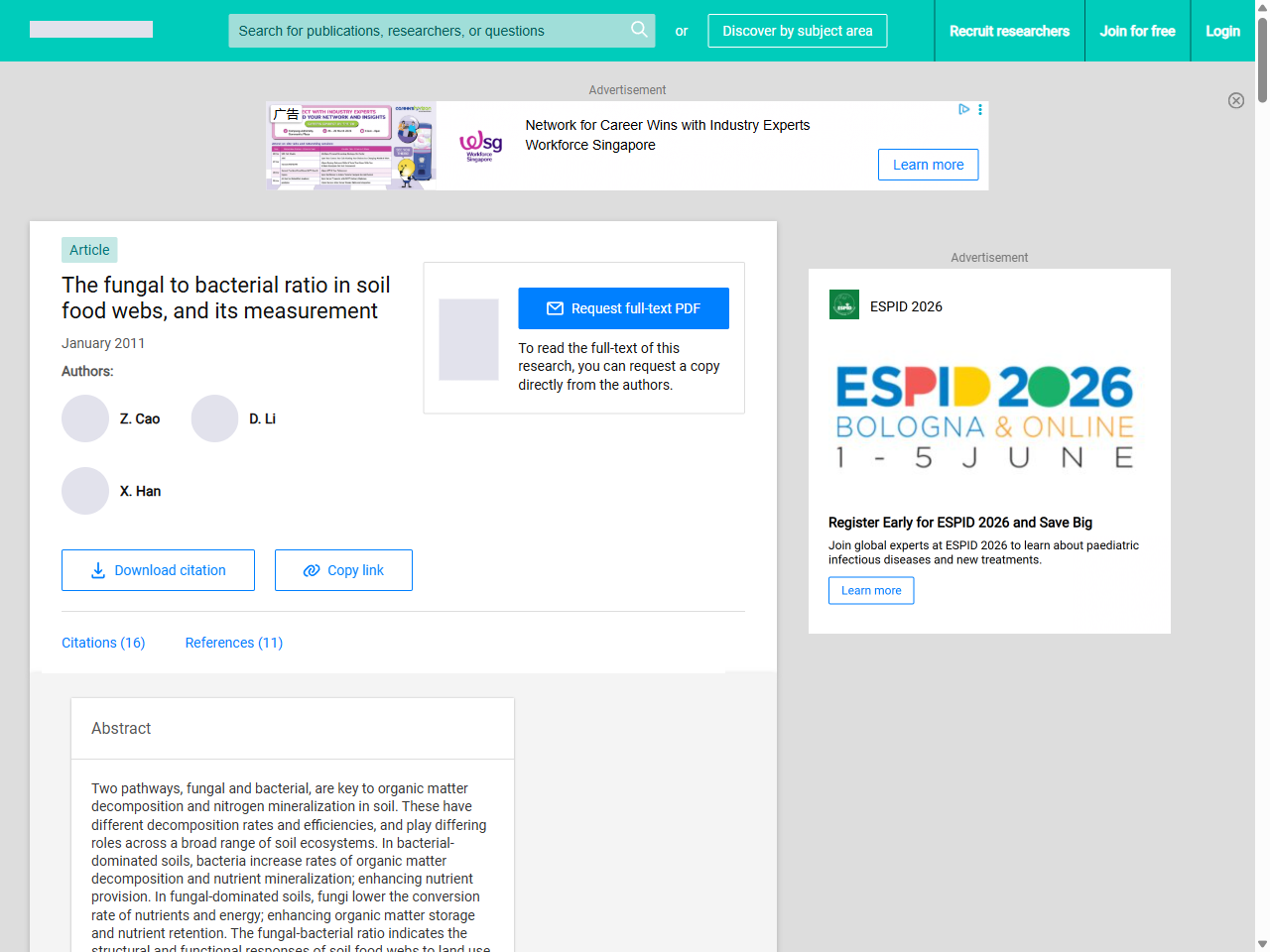 Preview of The fungal to bacterial ratio in soil food webs, and its measurement - ResearchGate, accessed July 22, 2025