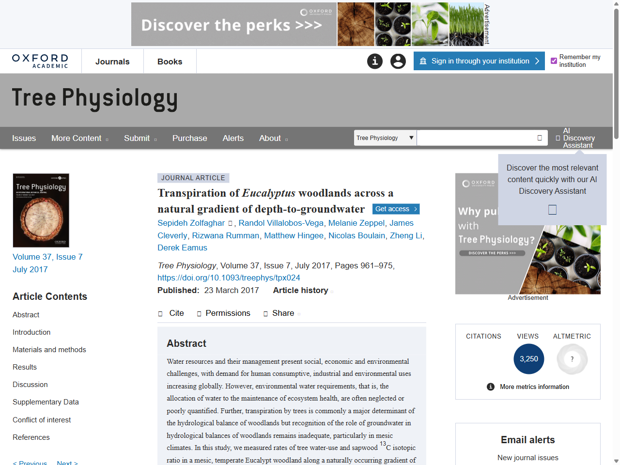 Preview of Transpiration of Eucalyptus woodlands across a natural gradient of depth-to-groundwater | Tree Physiology | Oxford Academic, accessed August 28, 2025, 