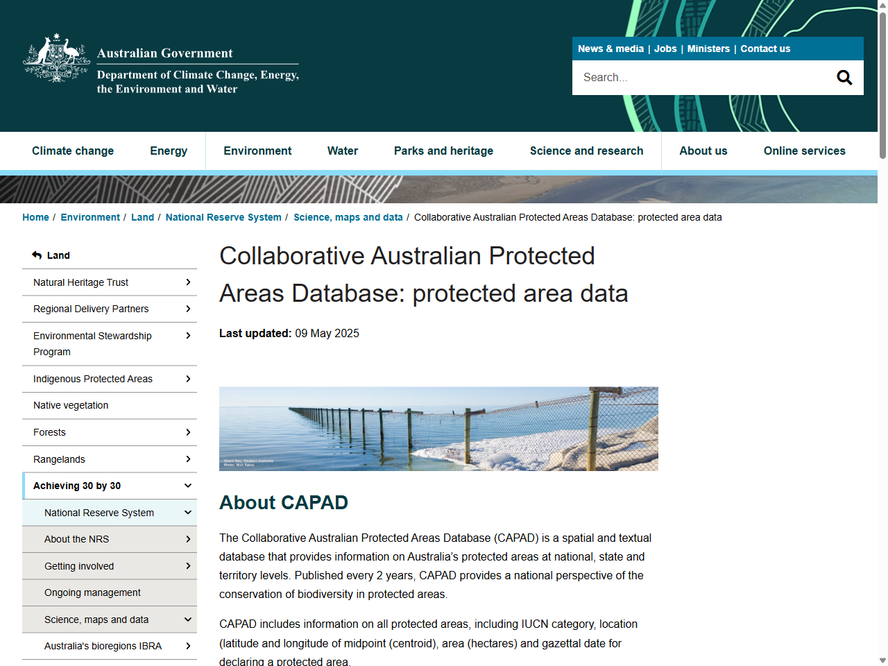 Preview of Collaborative Australian Protected Areas Database: protected area data - DCCEEW, accessed July 16, 2025,