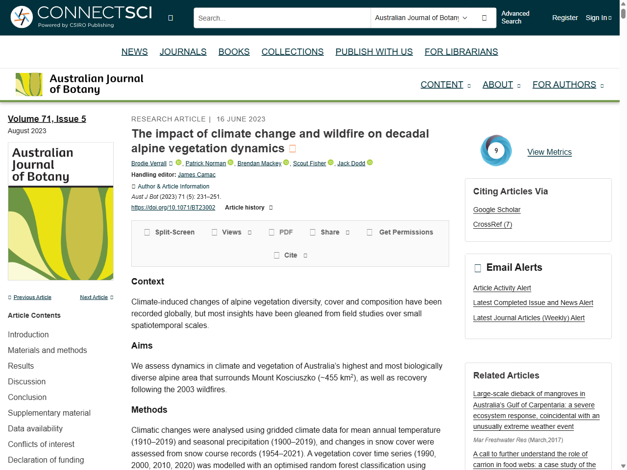 Preview of The impact of climate change and wildfire on decadal alpine vegetation dynamics, accessed on May 25, 2025,