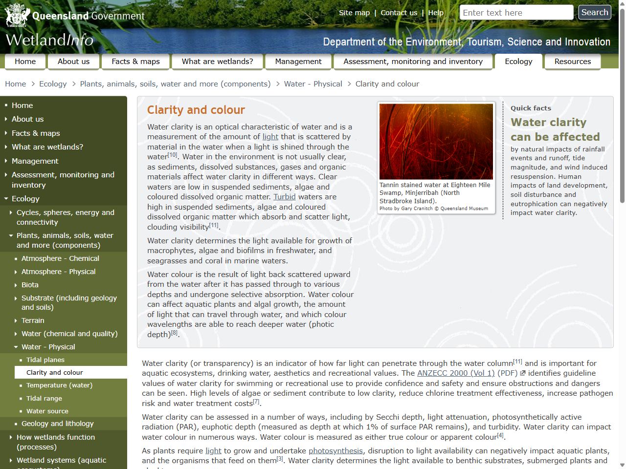 Preview of Clarity and colour - WetlandInfo, accessed August 12, 2025,