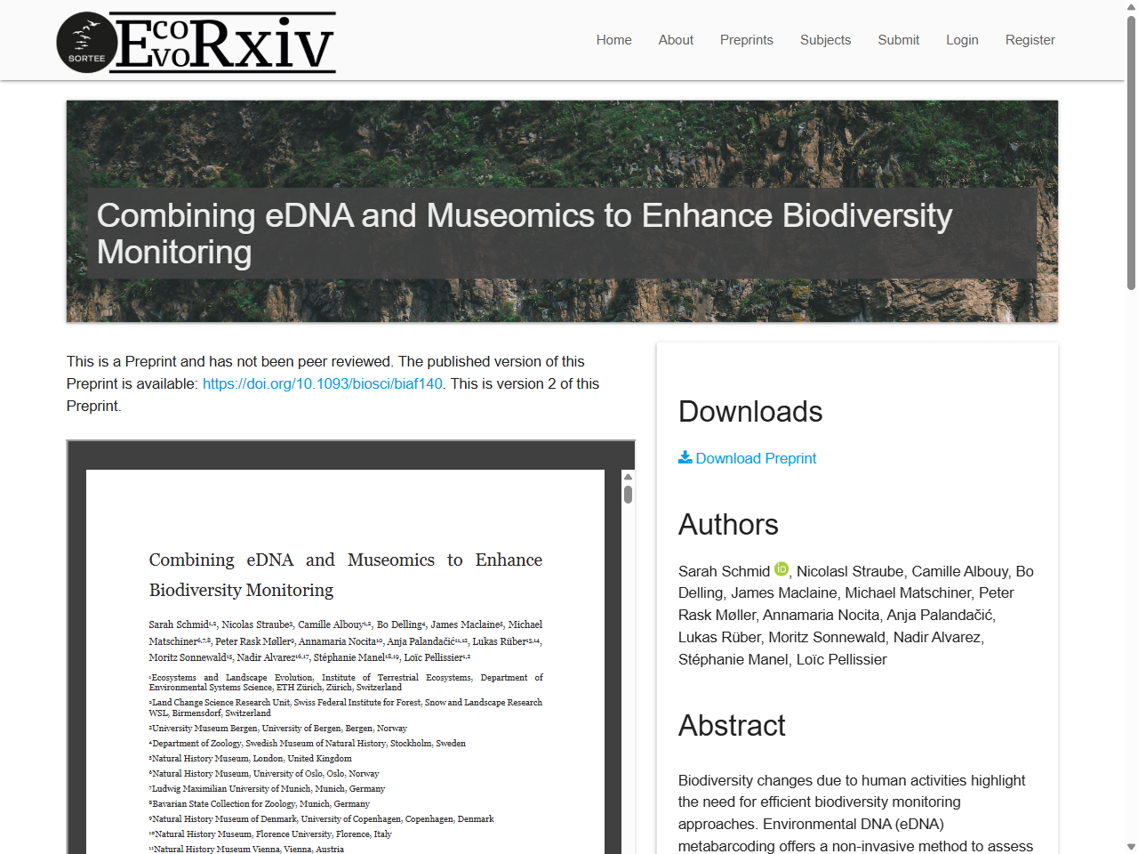 Preview of Combining eDNA and Museomics to Enhance Biodiversity Monitoring - EcoEvoRxiv, accessed July 11, 2025, 